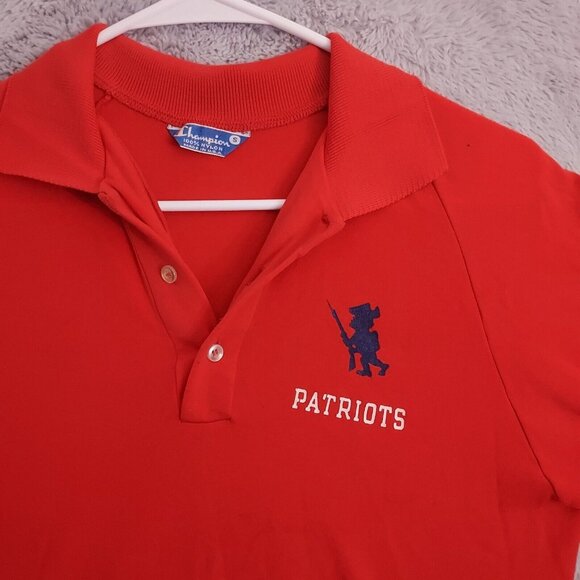 Vintage Champion Polo Shirt Mens Small Patriots Logo Red Golf Nylon Made in USA - Picture 4 of 14